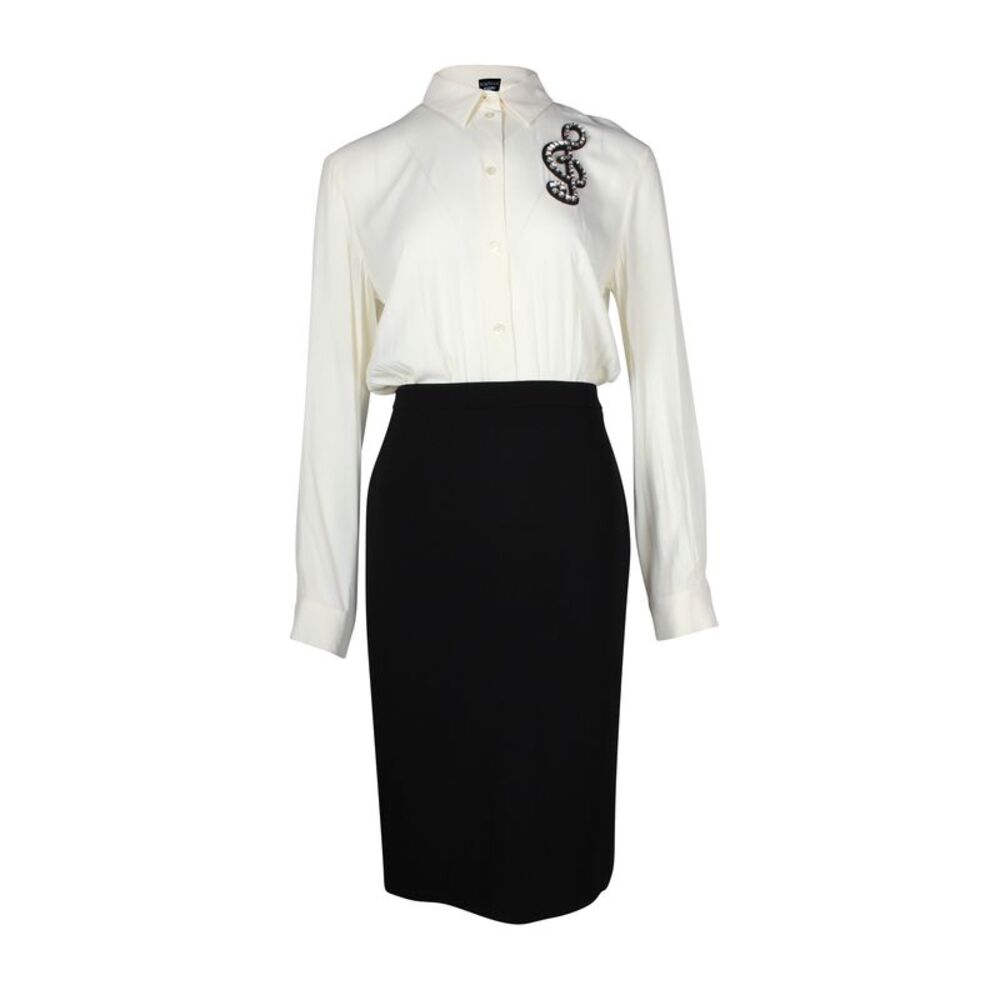 Boutique Moschino Music Midi Dress in White Triacetate